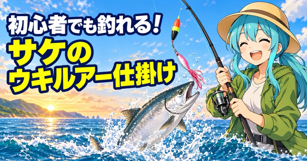 初心者向けにサケのウキルアー仕掛けを解説するアイキャッチ画像