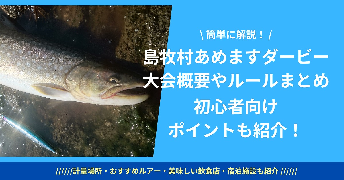 島牧村のアメマスダービを紹介するアイキャッチ画像 磯で釣りあげた魚の写真付き