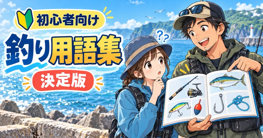 初心者向けの釣り用語集を、釣り道具のイラストを見ながら学ぶ釣り人
