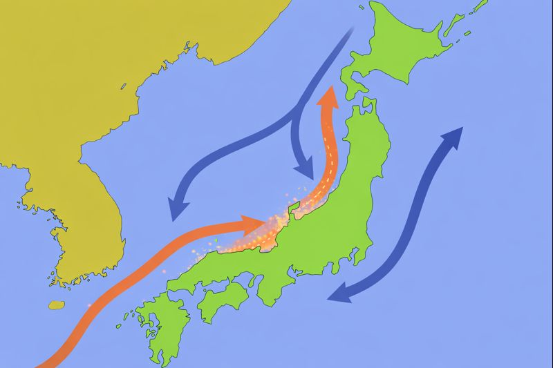 日本列島付近を流れる潮流のイメージ