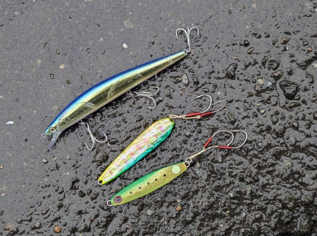 本日使ったルアー。ジャクソンアスリート、フルハウス・マックスプーン、コアマン・ゼッタイ。