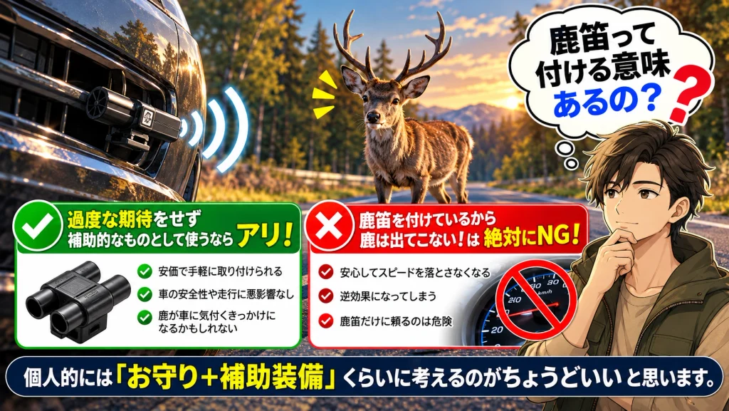 市販の鹿笛はお守りや補助装備として使うイメージ