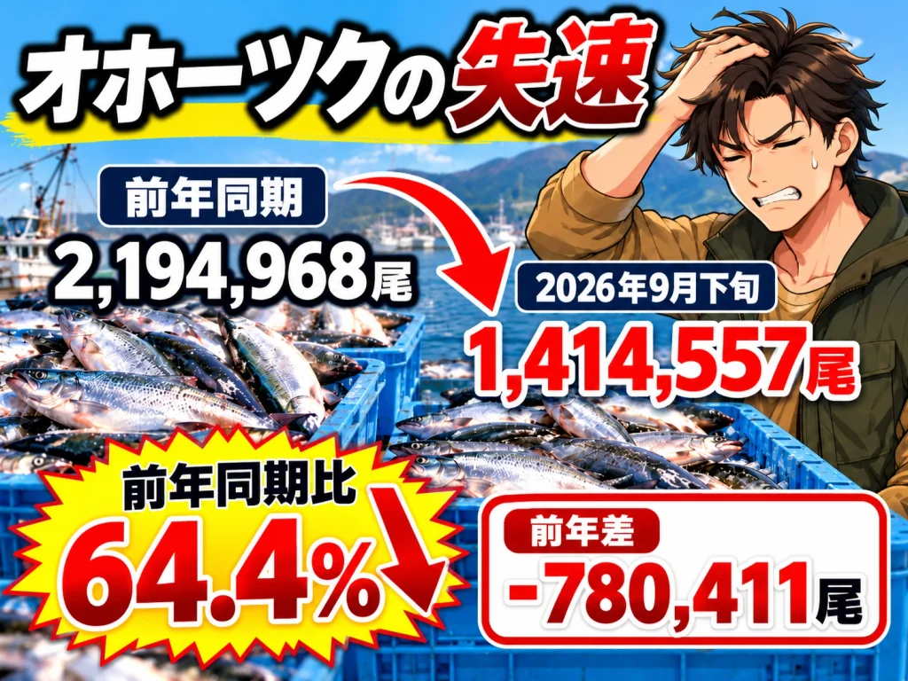 9月下旬のオホーツクは141万4557尾(前年同期219万4968尾)